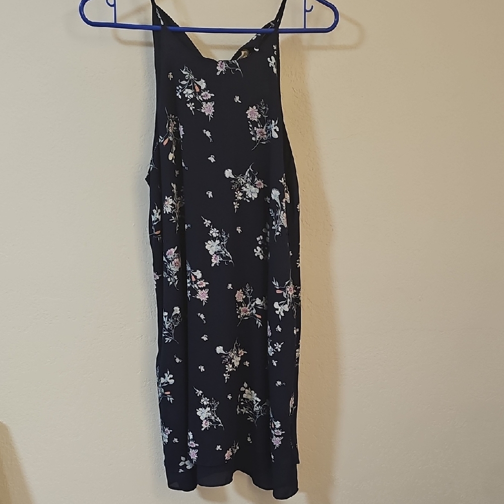 Pink Rose Navy Floral Midi Dress